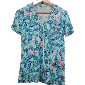 Lilly Pulitzer Sleepwear Barking Up the Palm Tree PJ Top Size XXS
